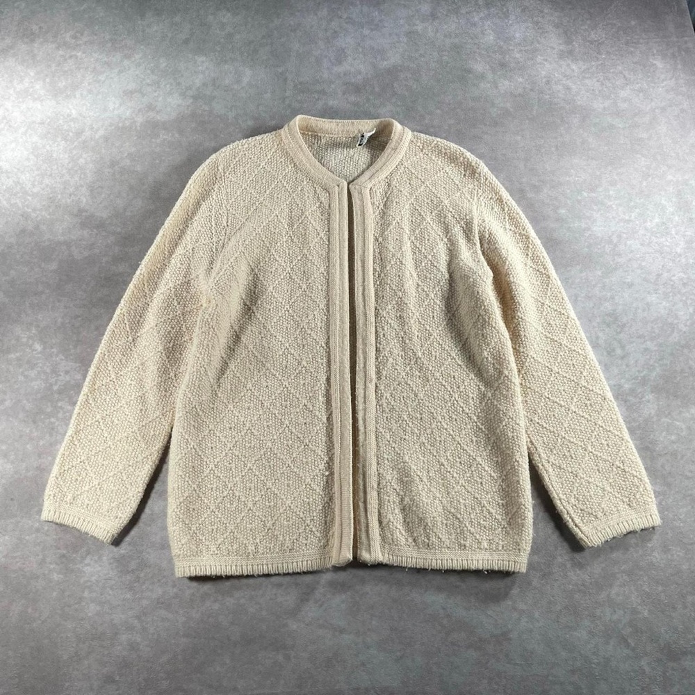 Rosanna Cream Diamond-Textured Knit Zip Cardigan